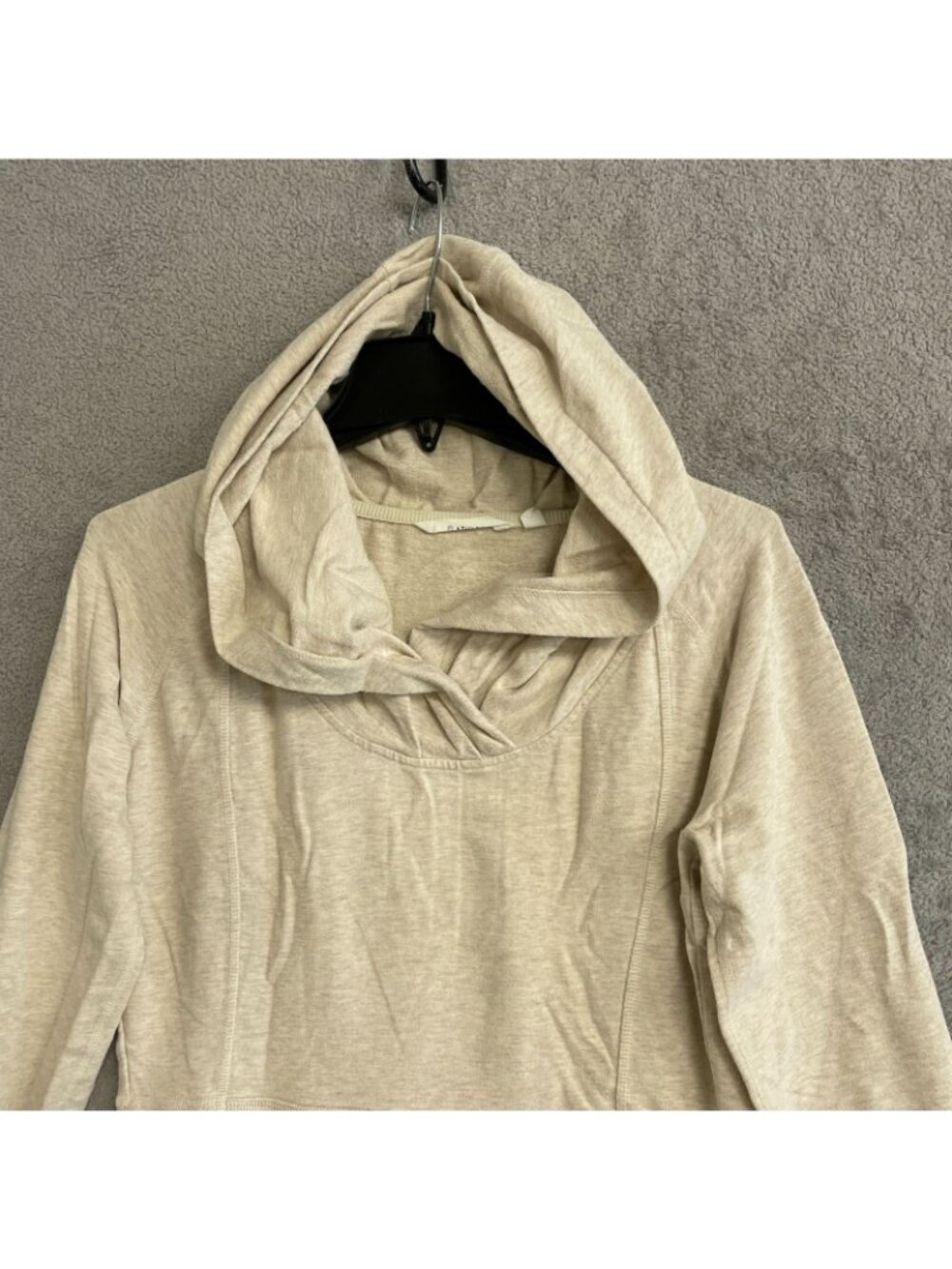 Athleta Women's Size S Beige Hooded Sweater mini Shirt Dress Long Sleeve P0424 - Picture 9 of 10